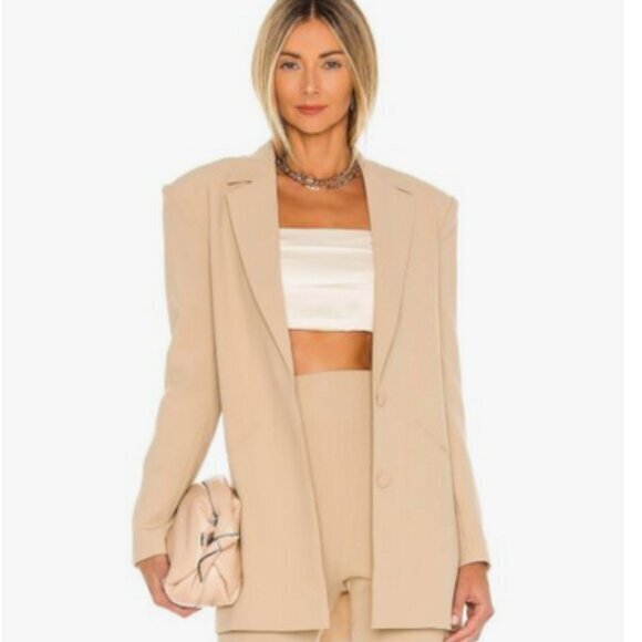 GRLFRND Jackets & Blazers - GRLFRND Power Blazer in Beige | REVOLVE $378 S small 4